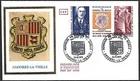(BL) ANDORRA FRENCH #218a se-tenant strip on silk FDC 1973 Charles De Gaulle