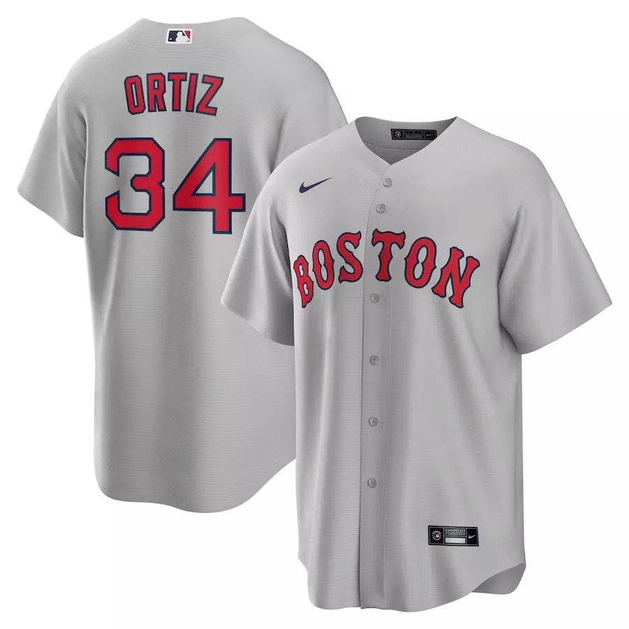 Boston Red Sox David Ortiz #34 Nike Men's Gray Road Official MLB Player  Jersey