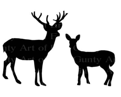 Deer Hunting Buck & Doe ~ Edible 2D Fondant Cake Cupcake Topper ~ D22921 *
