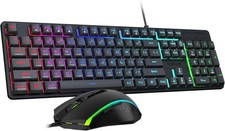 Updated S107 Gaming Keyboard and Mouse, RGB Gaming Keyboard and 10000 DPI Mou...