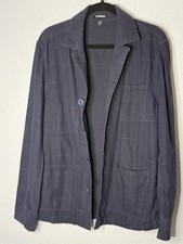 Express Men's Slim Fit Blue Check Short Blazer Jacket, Button Front, M
