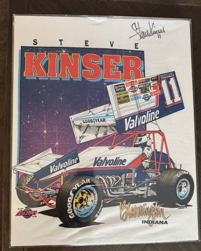  New Vintage Framed Autographed Steve Kinser Valvoline #11 Racing T-Shirt