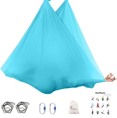 5.5 Yards Aerial Silks Yoga Swing Set - Aerial Yoga Hammock Kit Anti-Gravity Fly