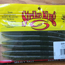 Strike King Shim-E-Stick 5in Worm Soft Plastic, Watermelon, Salted 7pk SES5-16