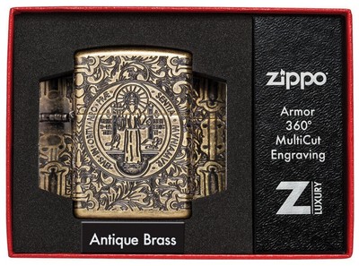 Zippo Armor St Benedict Constantine Feuerzeug Neu unbenutzt Religion Geschenk