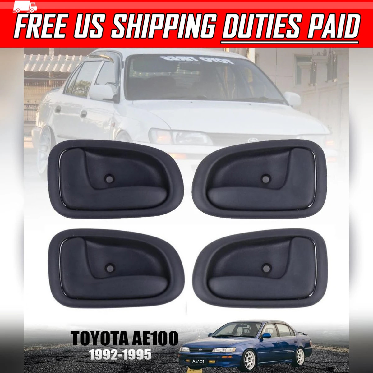 Interior Door Handle Front Rear Black Fit Toyota Corolla AE101