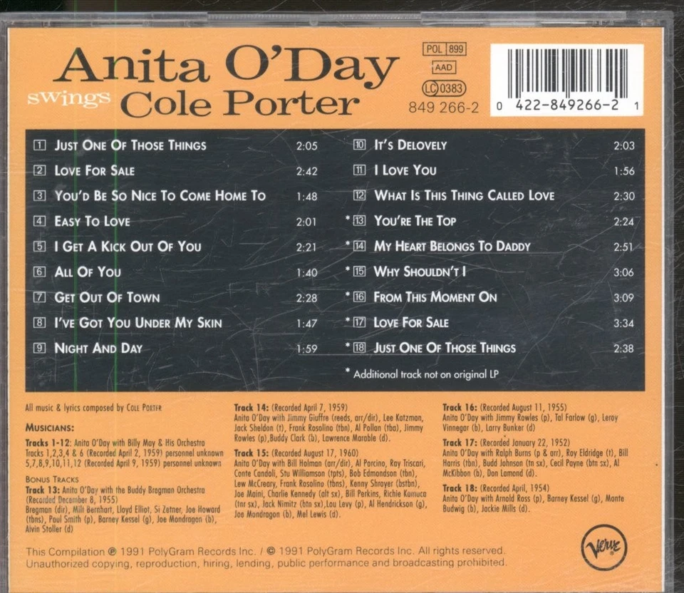 Anita O'day Mit Billy May Anita O'day Schwingt Cole Porter Mit Billy May CD - Bild 2 von 3