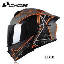 Color: GRAY, Size: XL - DOT Uchoose Approved Full Face Helmets Crash Motorbike P