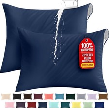 Set of 2 Pillow Protectors with Zipper Queen Size Pillow Covers Ultra Soft