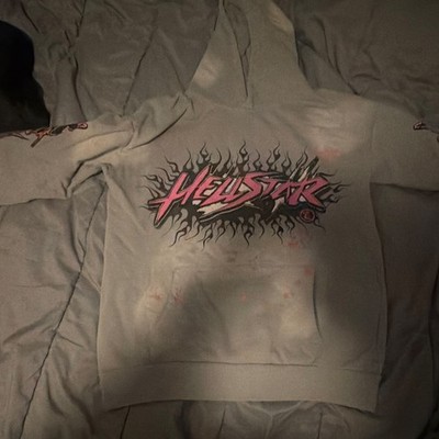 Hellstar Gray Graphic Print Logo Pullover Hoodie  and pants  set