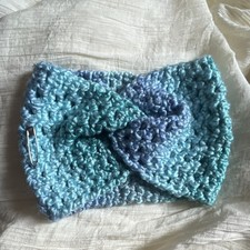 Handmade Blue Crochet Knitted Headband Gradient Hair Accessory