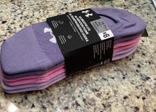 UA Breathe Lite Womens Sz 6-10 Liner Socks 6 Pk Purple,Pink,Lavender 1387054 22
