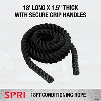 SPRI CONDITIONING ROPE, 18 FEET, 02-72037 - BLACK