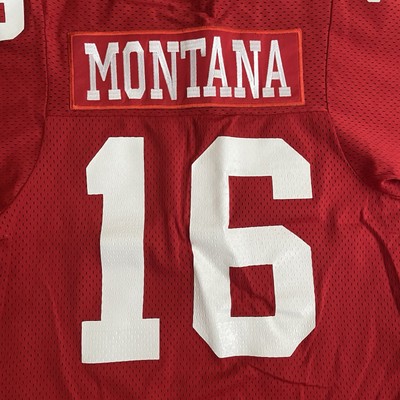 Maillot Vintage Joe Montana 49ers NFL - Taille M, Rouge, Tricot Sable, Occasion Médaillé