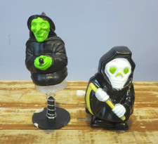 Lot /2 Vintage Halloween Toys: Wind-up Walker Grim Reaper Spring Pop Up Witch