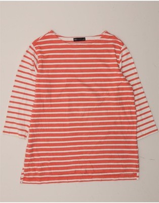 Marks & Spencer Damen Top 3/4-Arm UK 14 Large Rosa Gestreift Baumwolle FA25