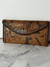 VNTG. Handmade Tooled Leather Wallet   Floral Western Pattern, Genuine Leather