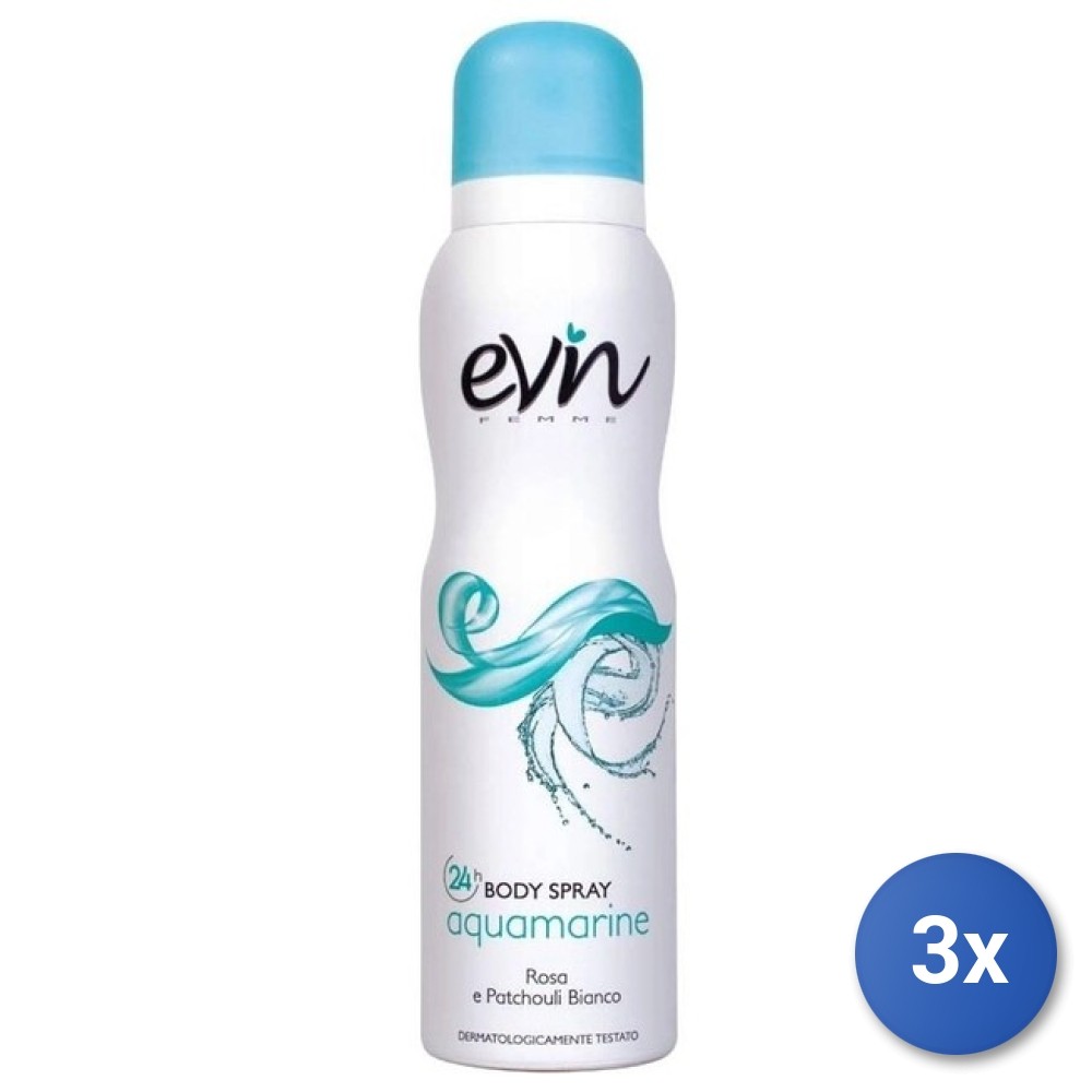 3x Evin Deodorant Spray 150 Ml Aquamarine