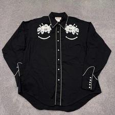 Rockmount Ranch Wear Skull Rose Embroidered Western Shirt Black XL Snap Cotton