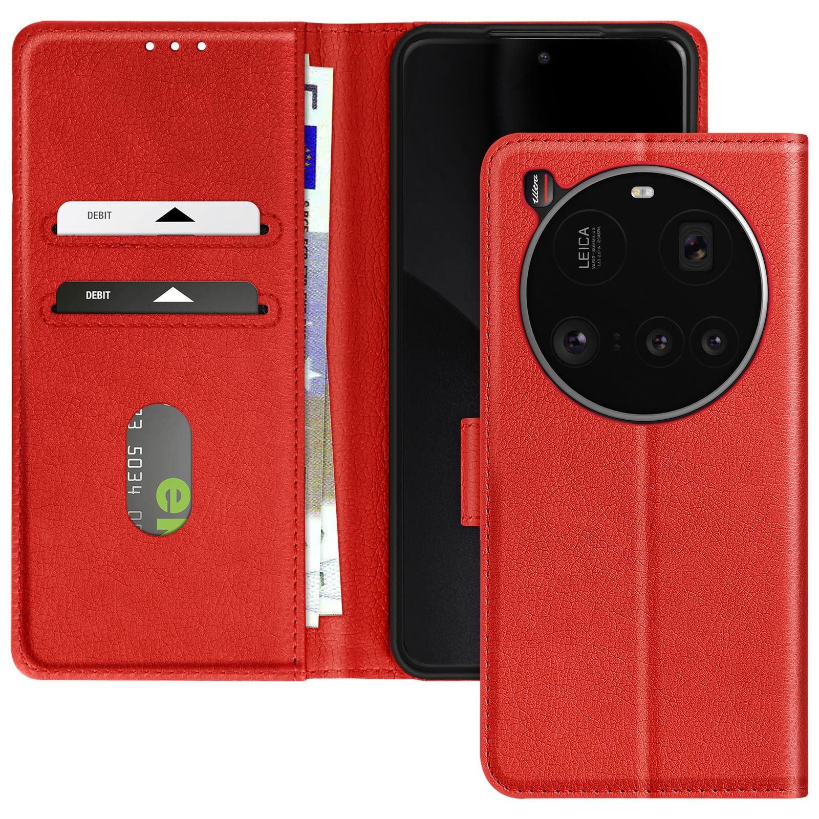 Étui portefeuille rouge pour Xiaomi 15 Ultra en similicuir