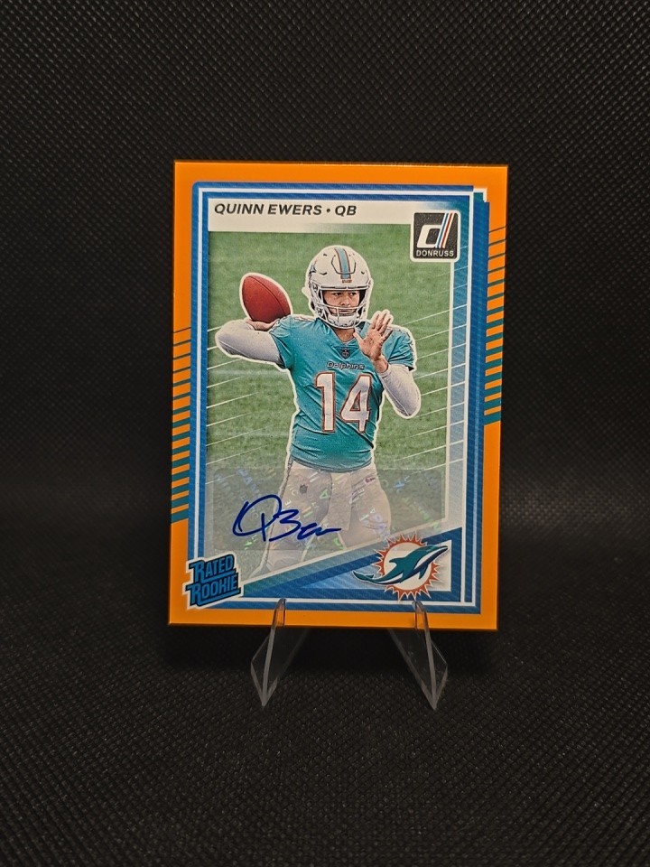 2025 Donruss Quinn Ewers Orange Rated Rookie Auto RC SP Miami Dolphins 342