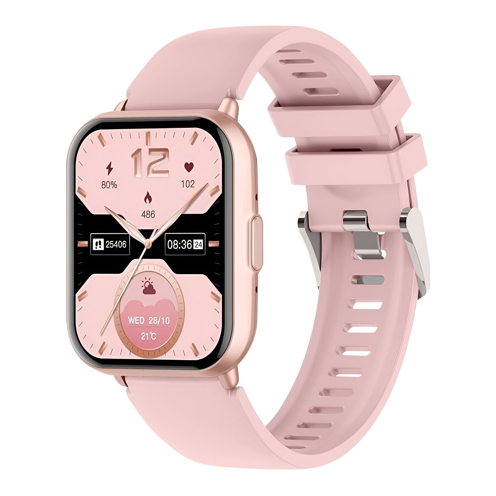 Montre connectée rose TFT Avizar Titmo E100 étanche IP68 mode sport