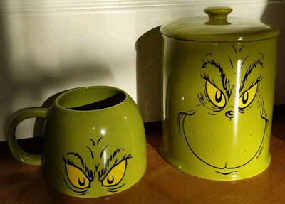  Dr. Seuss THE GRINCH Kaffeeset Kultige XL Jumbo Tasse & Keks-/Vorratsdose NEUW