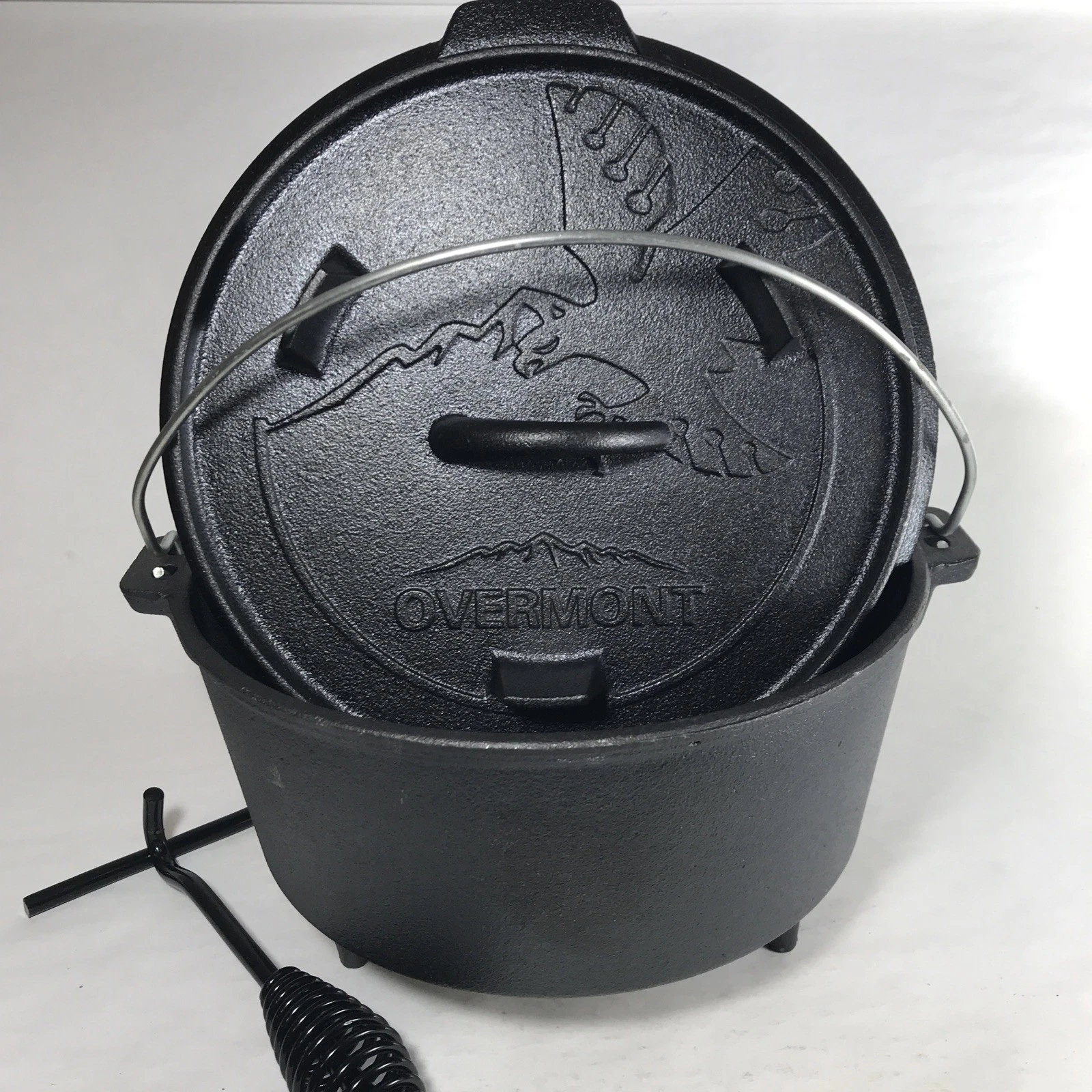 Overmont Cast Iron Dutch Oven Pre Seasoned Footed Lid Skillet Camp Gear Handle