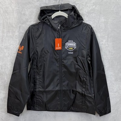 Elevate Windbreaker Jacket Mens M Black Whataburger Texas Tennis Hooded Full Zip