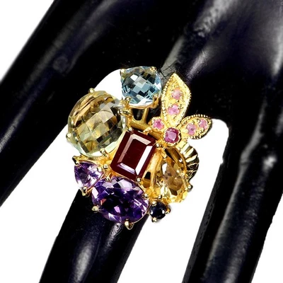 Ring 925 Sterling Silber Oval Grün Amethyst Ruby, 12x10 mm, Gr. 7 - Bild 1 von 4