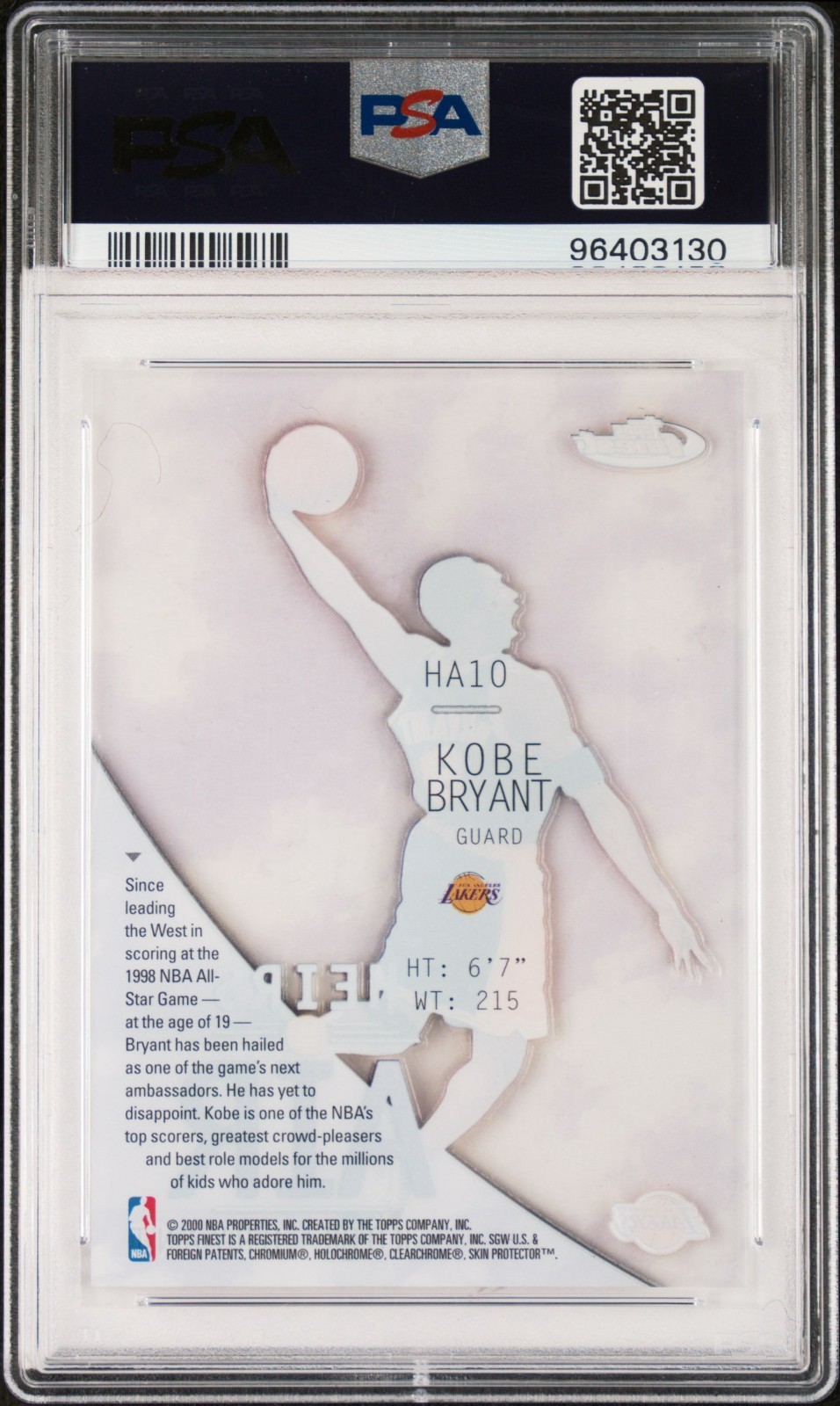 1999-00 Topps Finest Kobe Bryant Heirs to Air Acetate PSA 8 #HA10 Mamba view 2