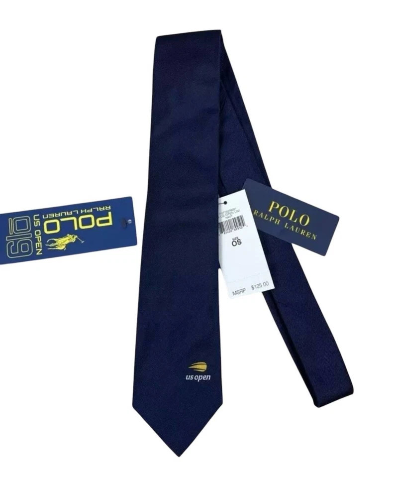 POLO Ralph Lauren US Open Men's Tie 100% Silk Navy Blue Made in Italy NWT $125 - Image 2 of 4