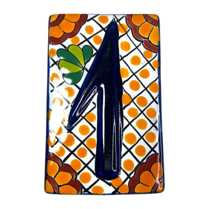 Talavera Mexican Pottery Tile House Number 1 Hand Painted Ceramic Address Tile