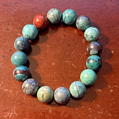 Crimson Cuprite (Cuprite with Chrysocola) Sonora Sunrise Bracelet - Size 7