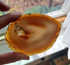 Polished Agate Slab Slice Brazilian Agate Mineral Specimen with Druzy 94.9g