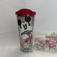 NEW Disney Drink Mug Tumbler Mickey Mouse 24 oz w red Lid Insulated made in USA