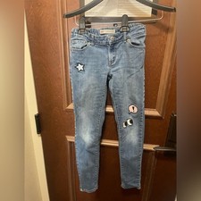 Girls Levi's Blue Skinny Jeans with Fun Patches Size 12 Reg