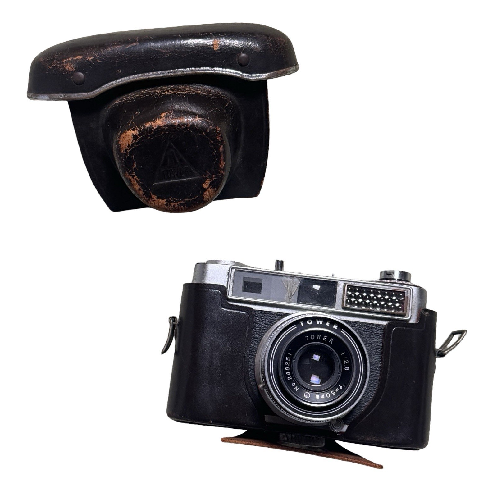 Tower 57-A 35mm Camera With F50mm Lens With Leather Case Untested