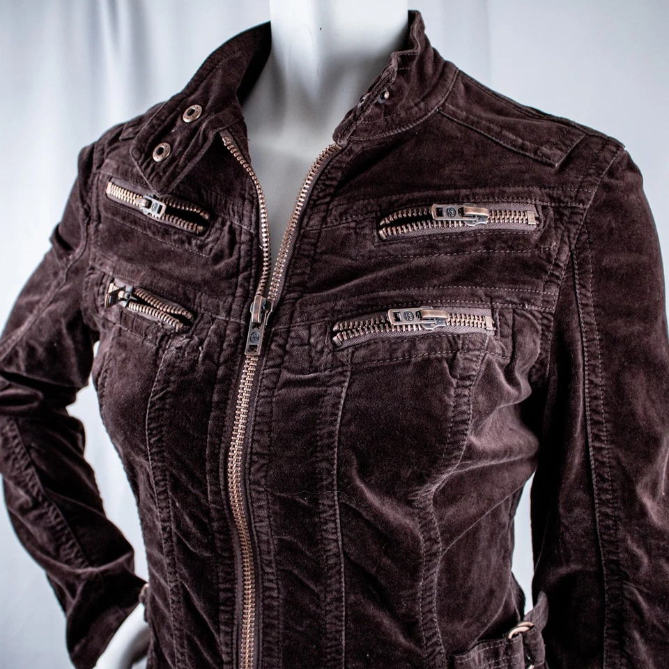 TWILL двадцать два бордовый коричневый женщин бархата Куртка Пальто размер S, XS - Изображение 4 из 4