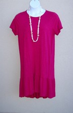 J Jill hot pink slub knit dress easy dress size L VALENTINES DAY stretch POCKETS