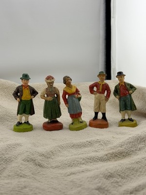 Antique Germany Set of 5 Putz Christmas village scenes Elastolin Composition