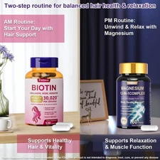 12 in 1 Magnesium Complex 700mg + Biotin 30,020 For Hair Growth, Relax, Muscles