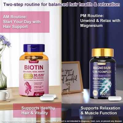 12 Magnesium Complex capsules +Vitamin B Complex to Reduce Stress & Boost Energy