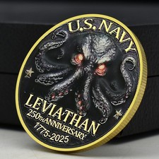 Moneda Desafío Leviatán Marina de los Estados Unidos 250 Aniversario 1775-2025 Medalla Kraken