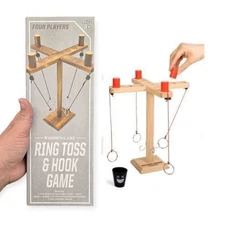 Ring Toss Game for Adults, Fun Hook and Ring Game with Carrying Bag, Outdoor Ind