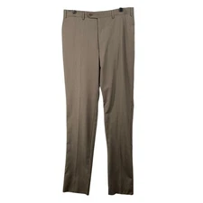 Canali Pants Mens 35W Sz 7 100% Wool Dress Trousers Brown Flat Front  Unhemmed