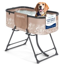 SereneLife Foldable Dog Bath Tub Adjustable Height 360  Access Drain Hose Storag