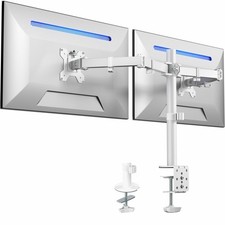 VIVO White Dual Monitor Desk Mount Adjustable Stand, Fits Screens up to 32"