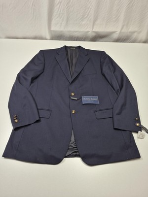 Roberto Zanieri Blazer Sport Coat Mens 46 Navy Super 100's Wool Italy Reda