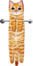 Funny Hand Towels - Cute Cat Decor Hanging Washcloths  Face Small, A-orange
